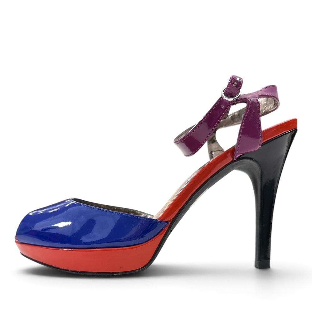 Moda Spana Vintage 80s Colorblock Patent Leather Stiletto Heels Spain Size 8 VTG